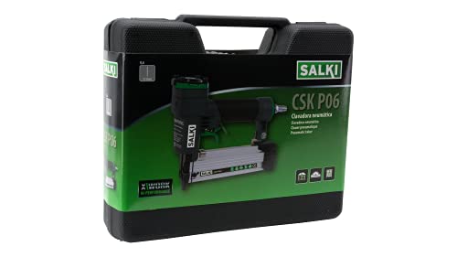 Clavadora Neumática SALKI - Pistola de Clavos Neumática CSK P06, Grapadora para Trabajos de Carpintería, Compatible con PIN 0,6 de 12 a 35mm de Longitud