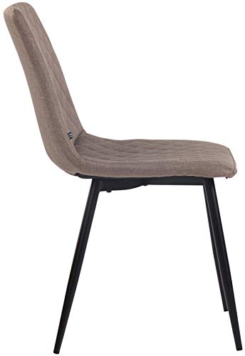 CLP Silla De Comedor Telde Tapizada En Tela I Butaca De Salón con Base De Metal En Negro I Silla De Dormitorio Sin Reposabrazos I Color:, Color:Gris Pardo