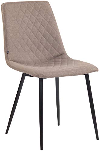 CLP Silla De Comedor Telde Tapizada En Tela I Butaca De Salón con Base De Metal En Negro I Silla De Dormitorio Sin Reposabrazos I Color:, Color:Gris Pardo