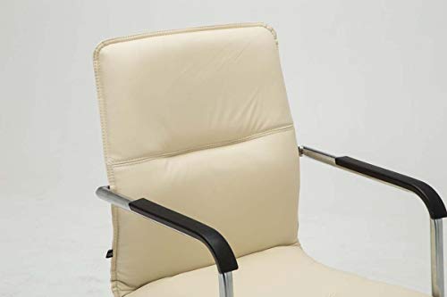 CLP Silla De Conferencia Seattle Tapizado En Simil Cuero I Silla De Espera Estilo Cantiléver I Silla De Oficina Sin Ruedas I Color: Crema