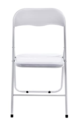 CLP Silla Plegable Felix con Estructura De Metal I Silla De Conferencia Acolchada I Silla De Eventos Plegable, Color:Blanco/Blanco