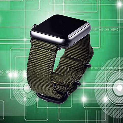 CNYMANY 20mm Banda de Reloj Balística Universal, Correa de Repuesto de Correa Tejida de Lona de Nylon Cierre de Hebilla Cierre Ajustable para Smart-Watch Sport Fitness Tracker - Verde