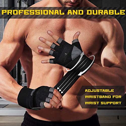 COFIT Guantes de Gimnasio para Mujer y Hombre, Transpirable Guantes de Fitness con Protección Completa de Muñeca y Palma para Levantamiento de Pesas - Negro S