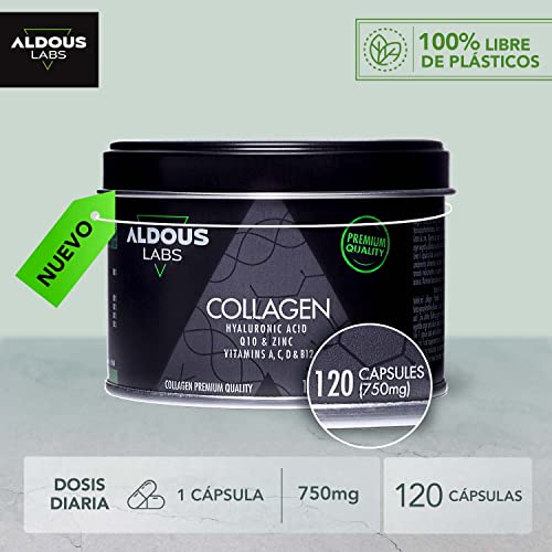 Colágeno Hidrolizado PEPTIPLUS® SB + Ácido Hialuronico + Coencima Q10 + Vitamina A, C, D, B12 + Zinc | 750mg | 120 Cápsulas Premium | Para Piel, Huesos, Músculos y Articulaciones | Antienvejecimiento