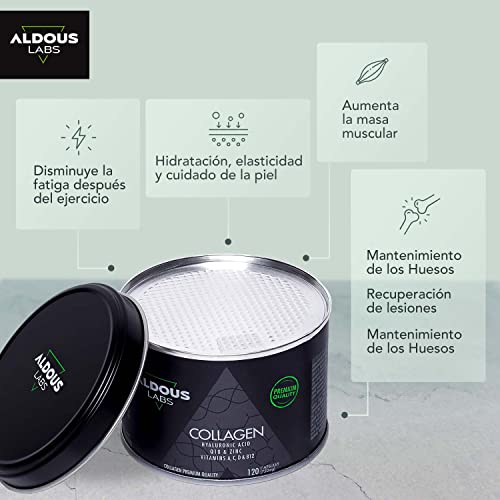 Colágeno Hidrolizado PEPTIPLUS® SB + Ácido Hialuronico + Coencima Q10 + Vitamina A, C, D, B12 + Zinc | 750mg | 120 Cápsulas Premium | Para Piel, Huesos, Músculos y Articulaciones | Antienvejecimiento