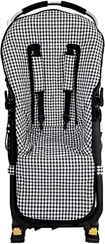 Colchoneta o funda para Bugaboo Camaleon, Buffalo, Fox + Protector de arneses. Vichy negro Rejilla 3D