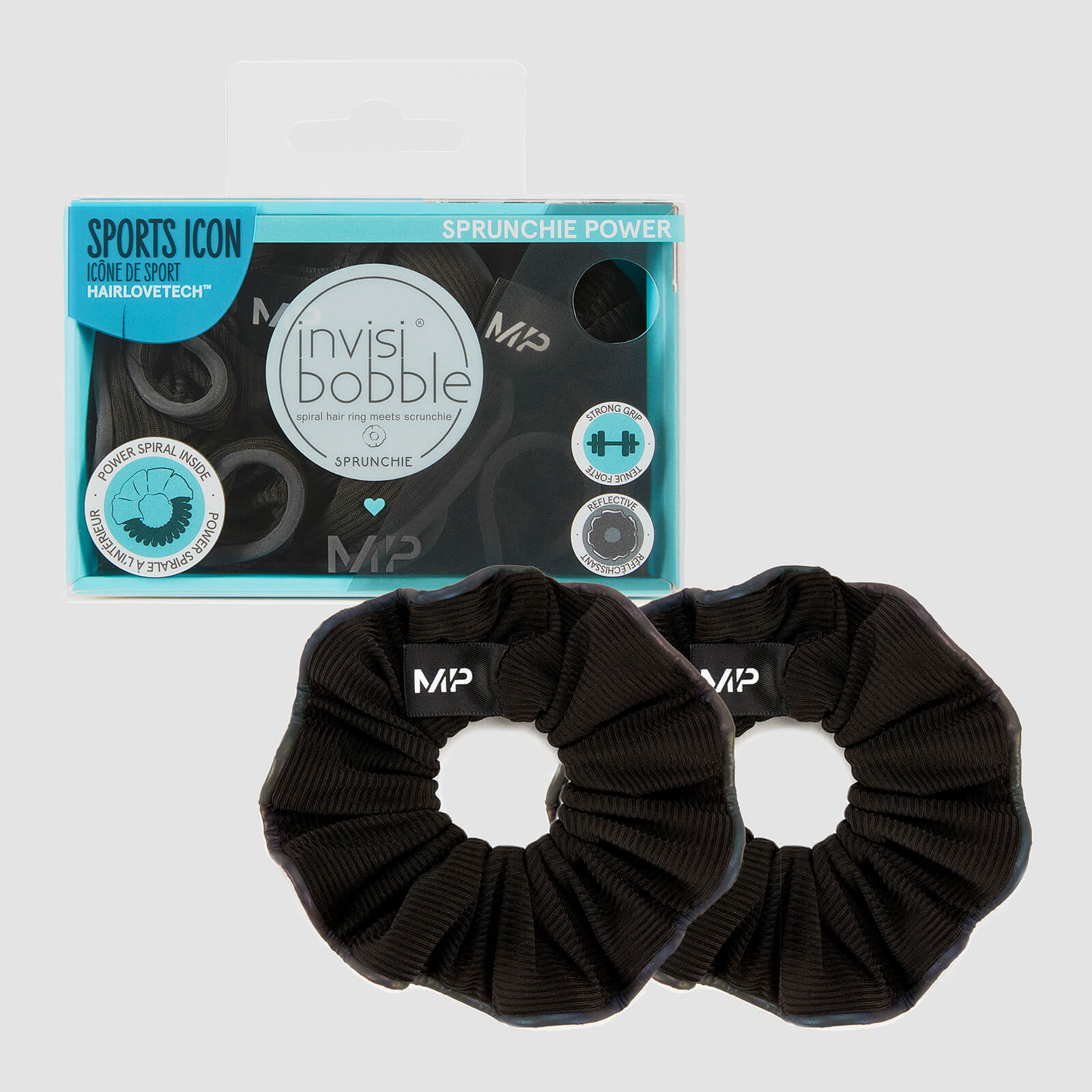 Coletero MP X Invisibobble® Reflective Power Sprunchie - Negro - PAQUETE DE 2