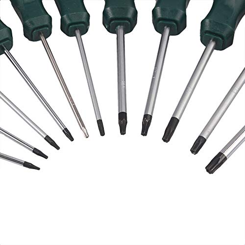 COLFULINE 11en1 Juego de Destornilladores Torx T5 T6 T7 T8 T9 T10 T15 T20 T25 T27 T30 Destornilladores de Estrella Torx Drivers Destornilladores Magnéticos Kit de Reparación de Precisión