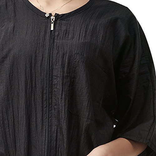 Colorfulife - Vestido de salón para cliente, bata tipo kimono con cierre de cremallera, para peluquería, para hotel, peluquería, para invitados, color negro