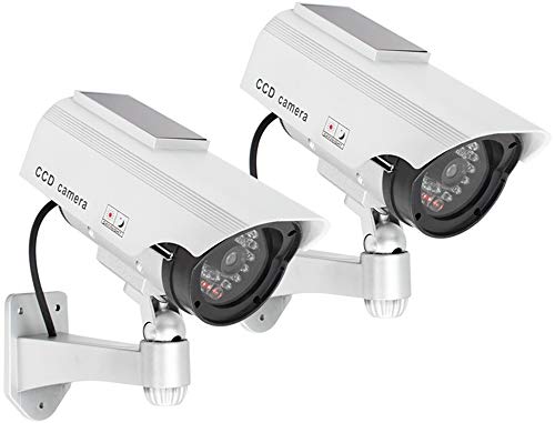 com-four® 2X Cámara Falsa de Seguridad - Cámara ficticia con Soporte de Pared - Cámara de Circuito Cerrado con LED - Cámara Falsa Exterior (02 Piezas)