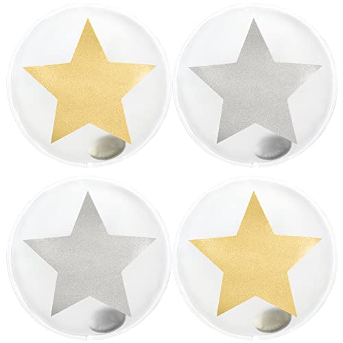 com-four® 4X Calentador de Bolsillo Reutilizable - Calienta-Manos con Estrella para Niños - Almohadilla Térmica para Días Fríos y para el Camino (04 Piezas - Estrella Grande Transparente)