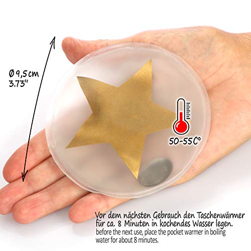 com-four® 4X Calentador de Bolsillo Reutilizable - Calienta-Manos con Estrella para Niños - Almohadilla Térmica para Días Fríos y para el Camino (04 Piezas - Estrella Grande Transparente)