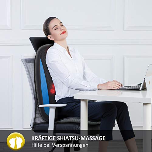 Comfier Respaldo de Masaje Shiatsu con Calor, Masajeador Cojín de Asiento con Vibración, Masaje Profundo para Toda la Espalda, Cintura, Caderas y Muslos en Casa, Oficina, Regalo Ideal