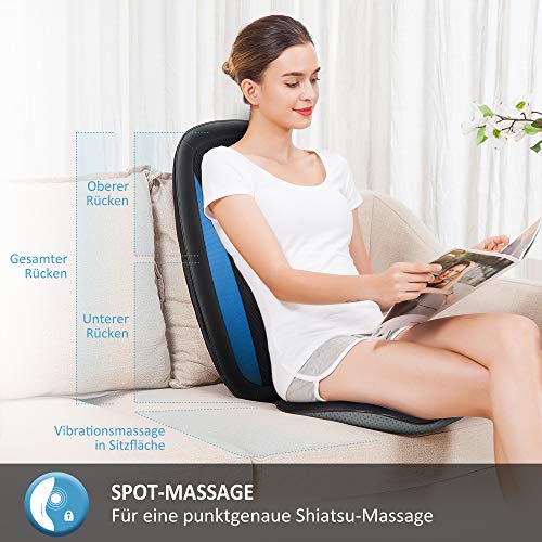 Comfier Respaldo de Masaje Shiatsu con Calor, Masajeador Cojín de Asiento con Vibración, Masaje Profundo para Toda la Espalda, Cintura, Caderas y Muslos en Casa, Oficina, Regalo Ideal