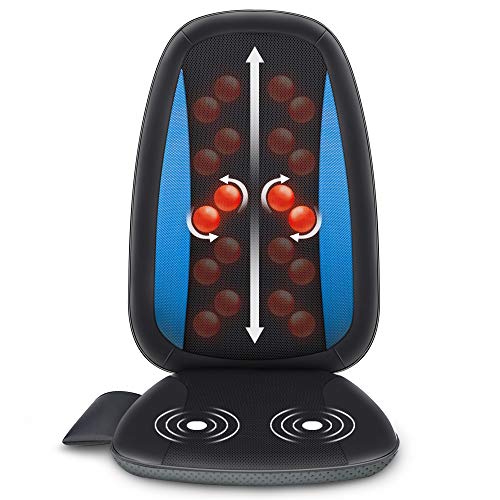 Comfier Respaldo de Masaje Shiatsu con Calor, Masajeador Cojín de Asiento con Vibración, Masaje Profundo para Toda la Espalda, Cintura, Caderas y Muslos en Casa, Oficina, Regalo Ideal