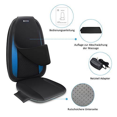 Comfier Respaldo de Masaje Shiatsu con Calor, Masajeador Cojín de Asiento con Vibración, Masaje Profundo para Toda la Espalda, Cintura, Caderas y Muslos en Casa, Oficina, Regalo Ideal