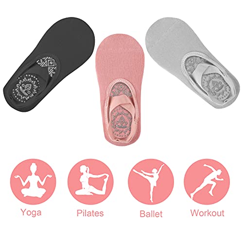 Comius Sharp Calcetines de Yoga para Mujer, 3 Piezas Calcetines Antideslizantes para Mujer, Calcetines De Yoga Para Mujer, Pilates Calcetines De Yoga, Calcetines para Yoga y Pilates Mujer Hombre