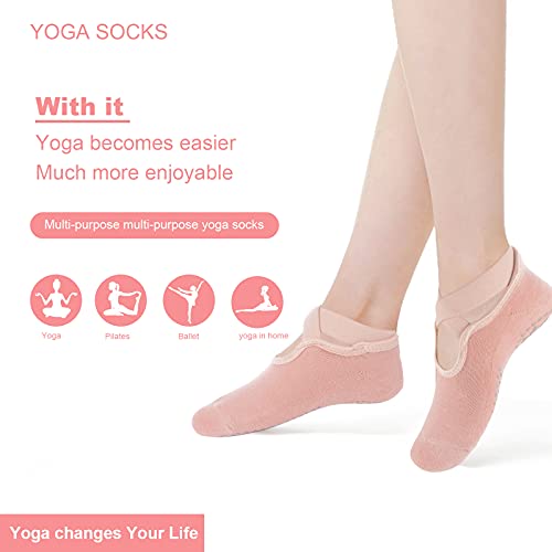 Comius Sharp Calcetines de Yoga para Mujer, 3 Piezas Calcetines Antideslizantes para Mujer, Calcetines De Yoga Para Mujer, Pilates Calcetines De Yoga, Calcetines para Yoga y Pilates Mujer Hombre