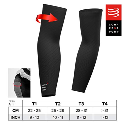 COMPRESSPORT ArmForce Ultralight Manguito de compresión, Unisex Adulto, Negro, T2