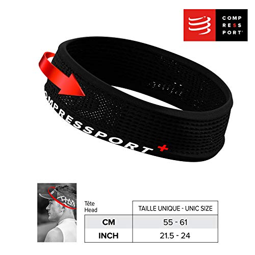 COMPRESSPORT Thin Headband On/Off Cinta, Unisex-Adult, Negro, Talla Unica