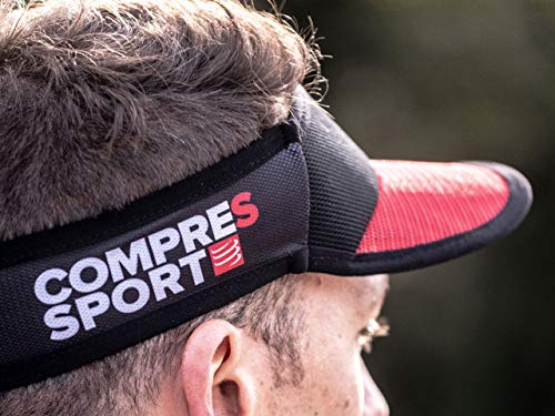 COMPRESSPORT - Visera para Correr en Rojo/Negro - Spiderweb Ultralight Visor - Ultraligero y Altamente ventilado - Fibras de Secado rápido, Talla Unica