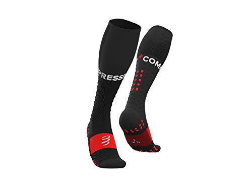 Compresssport Full Socks Run - Calcetines de alta compresión para correr - Mejore su rendimiento - Soporte muscular, confort superior y ultraligero - Ciclismo, running, trail y triatlón, Negro, T2