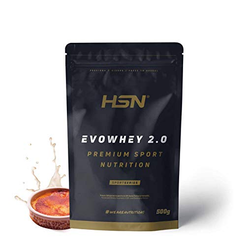 Concentrado de Proteína de Suero de HSN Evowhey Protein 2.0 | Sabor Crema Catalana 500 g = 17 Tomas | Whey Protein Concentrate para Ganar Masa Muscular | No-GMO, Vegetariano, Sin Gluten ni Soja