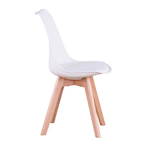 Conjunto de 4 sillas, Silla de Comedor, Silla de Estilo nórdico, Adecuada para Sala de Estar, Comedor (Blanco)