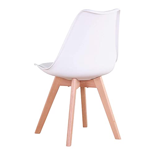 Conjunto de 4 sillas, Silla de Comedor, Silla de Estilo nórdico, Adecuada para Sala de Estar, Comedor (Blanco)