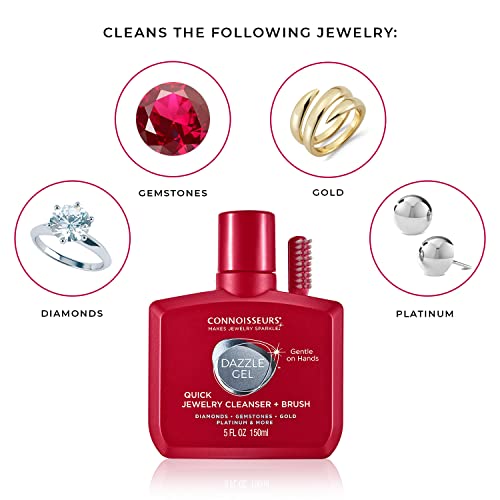 Connoisseurs Limpiador de Joyas en Gel -Solución Limpiadora de Oro, Plata, Diamantes y Piedras Preciosas Restaura el Brillo - Cepillo Incluido 150 ml