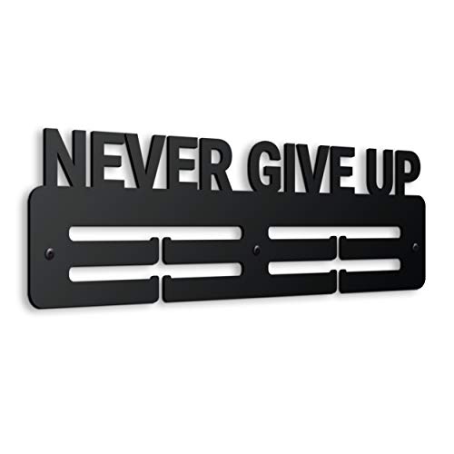 CONTRAXT Medallero Colgador de medallas Never Give up. Colgador Organizador Vitrina Percha para Colgar medallas Deportivas Medal Hanger Holder Regalos para Deportistas