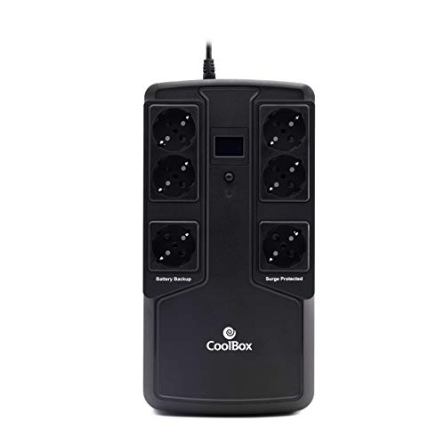 Coolbox Scudo Ii - Sai/Ups Sistema de Alimentación Ininterrumpida de 800Va con 6 Schukos y 2 Puertos Usb de Carga, con Pantalla Lcd - Color Negro