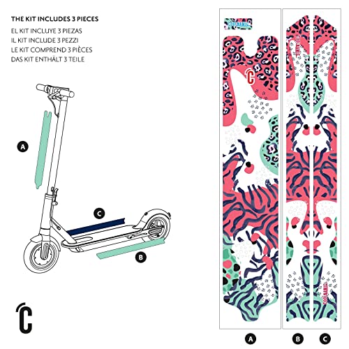 Coolnamic | Modelo Jungle | Pegatinas para Patinete Eléctrico | Vinilos Decorativos Patinetes | Compatibles con Xiaomi M365, Pro, Essential, 1S, PRO. | Impermeables