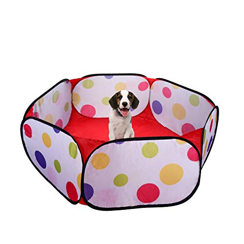 Coolty Parque de juegos portátil para animales pequeños, transpirable, transparente, tienda de campaña para mascotas para exteriores, interiores, ejercicio, valla de patio, valla (multicolor)