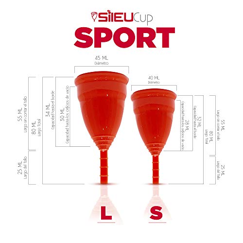 Copa Menstrual Sileu Cup Sport - Copa deportiva perfecta para deportes, pilates, yoga, piscina, baile, gimnasio - Alternativa ecológica y natural a tampones y compresas - Talla S, Morado