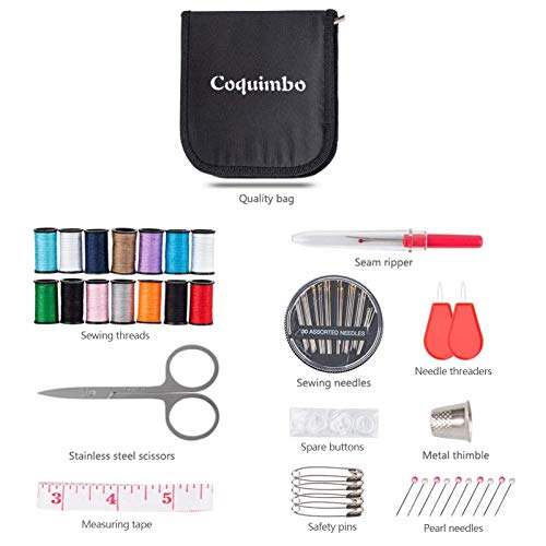 Coquimbo Kit de Costura con 68 Piezas Accesorios de Costura y Costurero Set de Costura Portátil Kit Costura para Adulto Chicas Niños y Principiantes