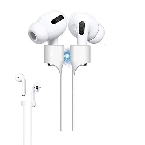 Cordón para AirPods Pro, 2 y 1, diseño magnético y muy resistente, para no perder los auriculares al hacer deporte, blanco