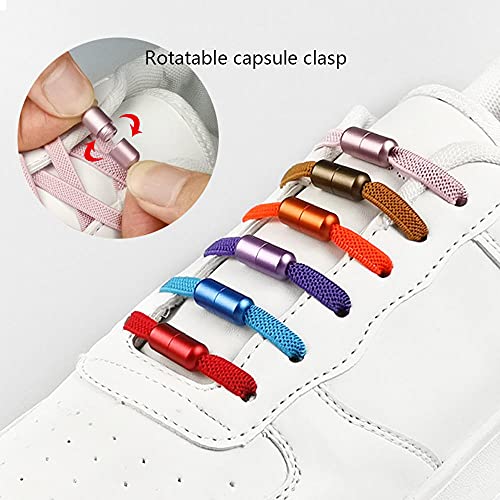 Cordones Elásticos Sin Nudo con Hebilla Metal | Cordones Elásticos de Goma con Botón de Metal / Cordones Elásticos para Zapatillas Deporte, No es Necesario Atar Cordones de Zapatos para Niños - Negro