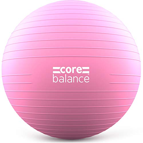 CORE BALANCE, Pelota de Pilates, Fitness, Yoga, Embarazo, Fitball para Ejercicios Gimnasia - Muy Resistente – Tamaño 55cm 65cm 75cm 85cm - Hinchador Incluido