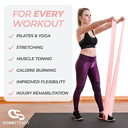 CORESTEADY Bandas de Resistencia Terapéuticas Bandas de Fitness Pilates, Yoga, Entrenamiento de Fuerza | Fisioterapia y rehabilitación |para Hombres y Mujeres |Guía incluida