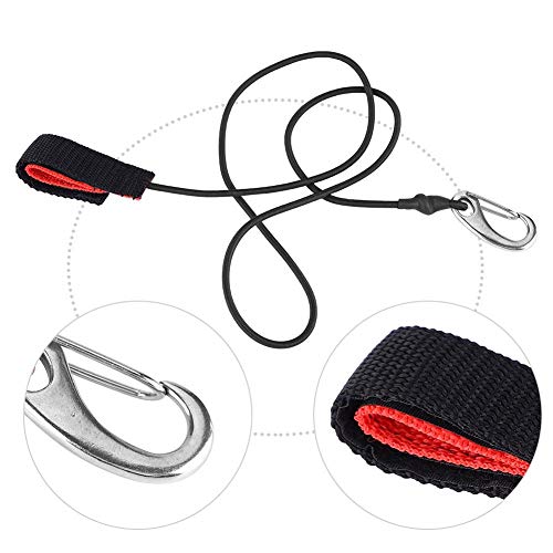 Correa de Tabla de Surf,Surfboard Paddle Leash Canoe Kayak Elástico Cadena de Seguridad de Caña de Pescar Pole Surf Sup Leash Cordón Cuerda con Mosquetón Clip reemplazo para Remando(Negro)