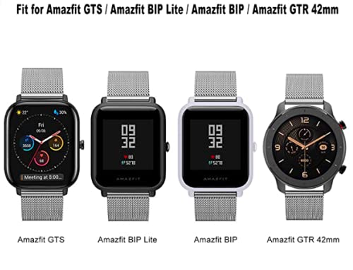 Correa para amazfit bip - Correa para amazfit GTS - Correa de Metal 20mm con Cierre imantado - Correa para amazfit GTR2/GTS2 de Acero Inoxidable - Correa de Metal Compatible amazfit bip s/bip u