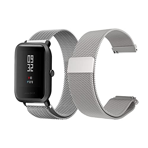 Correa para amazfit bip - Correa para amazfit GTS - Correa de Metal 20mm con Cierre imantado - Correa para amazfit GTR2/GTS2 de Acero Inoxidable - Correa de Metal Compatible amazfit bip s/bip u