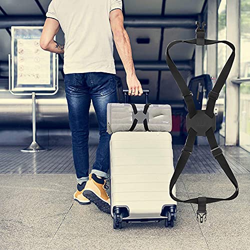 Correas de Equipaje, Paquete de 2 Maletas elásticas Altas de 2'x74 ', Bolsa de cinturón Ajustable con Hebillas, cinturón de Equipaje de Viaje Resistente, Bolsa elástica, Bolsa con Hebillas (Negro)