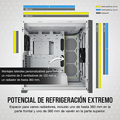 Corsair 5000D Airflow Chasis de PC ATX Semitorre con Cristal Templado (Panel Frontal con un Caudal de Aire Elevado, Sistema de Gestión del Cableado RapidRoute, Dos Ventiladores de 120 mm) Color Blanco