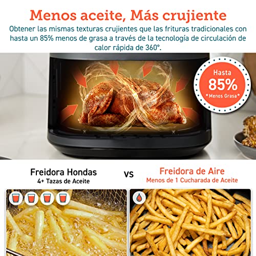 COSORI Freidora sin Aceite 4,7L, Freidora Aire Caliente con Tecnología Patentada Air Whisper para Silencio,Air Fryer con 30 Recetas en Español y 9 Programas,Pantalla LED Táctil