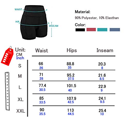 COTOP Pantalones Cortos de Yoga para Mujeres, Pantalones Cortos Deportivos de Cintura Alta de Verano con Bolsillos para Entrenamiento de Gimnasia, Fitness, Trotar, Correr, Motorista(S)