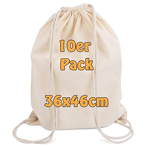 Cottonbagjoe Moderna bolsa de deporte | 150 unidades | mochila de algodón | bolsa para pintar | bolsa de tela | bolsa de gimnasio | con cordón | certificado Öko-Tex | 36 x 46 cm