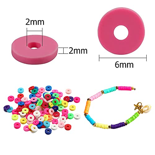 Cozywind Espaciadores de Arcilla, Cuentas Coloridas Abalorios, Cuentas Planas para Bisutería Collar Pendientes Pulseras para Niños y Adultas (6 mm, 18 colores)