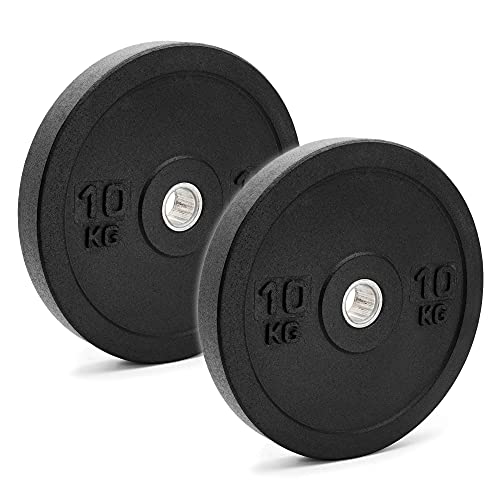 C.P. Sports - Juego de discos de pesas de goma maciza, orificio de 50 mm con anillo interior redondeado, placas de parachoques de alta calidad y duraderas, juegos de bumper plates de 10 a 100 kg